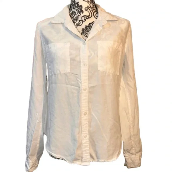 Thread + Supply Women's XS White Tailored Button-Up Long Sleeve Top - Picture 2 of 16